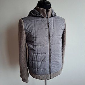 NEW Luigi Bianchi Mantova Gray Quilted Padded Jacket with Tricot Sleeves 50R / M